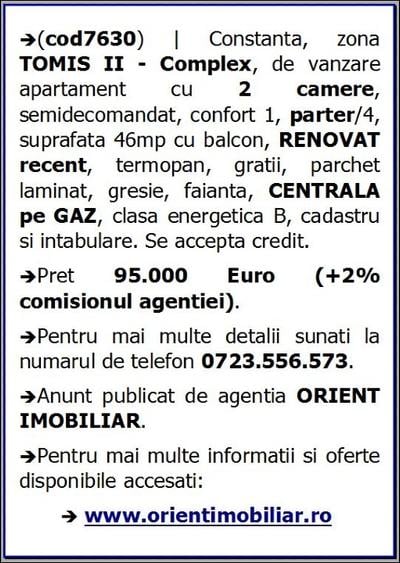 Tomis 2, de vanzare 2 camere, parter, gaze, renovat - 7