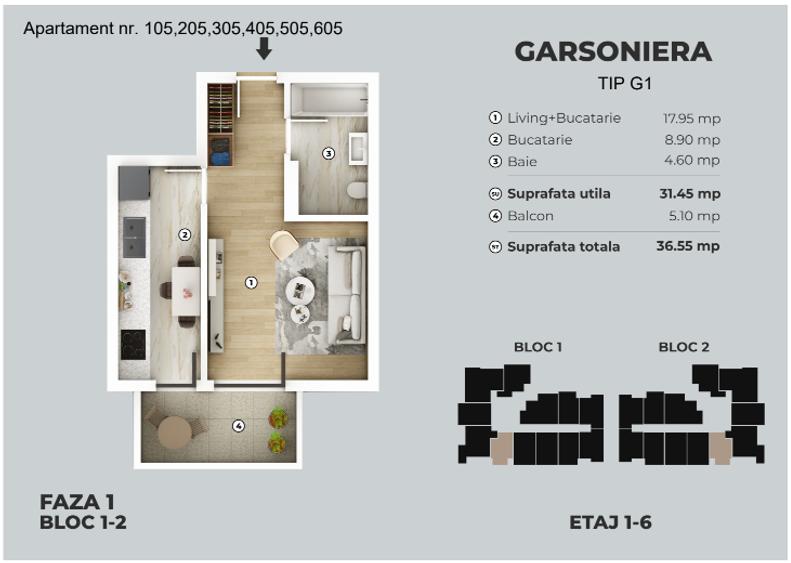 [OFERTA TVA REDUS] Garsoniera 37 MP, Etaj 1, la 5 minute de metrou - 6
