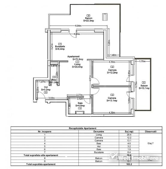 Apartament 3cam, 71mp + 30mp terasa, semifinisat, Lidl Frunzisului - 6