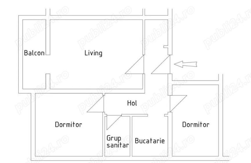 Apartament 3 camere decomandat, etajul 4, vizavi de Scoala Generala. - 1