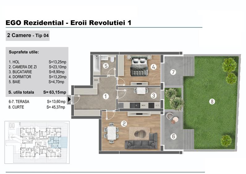 Apartament 2 camere-Imobil 3 etaje-Curte privata 45mp-Metrou Eroii Revolutiei - 2