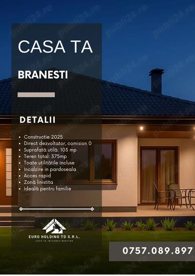 Casa tip parter, la cheie, direct dezvoltator, Branesti - 2