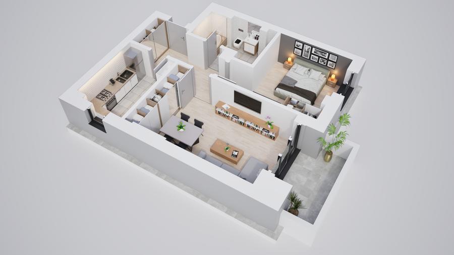 Apartament 2 camere, incalzire in pardoseala, ansamblu nou - 5