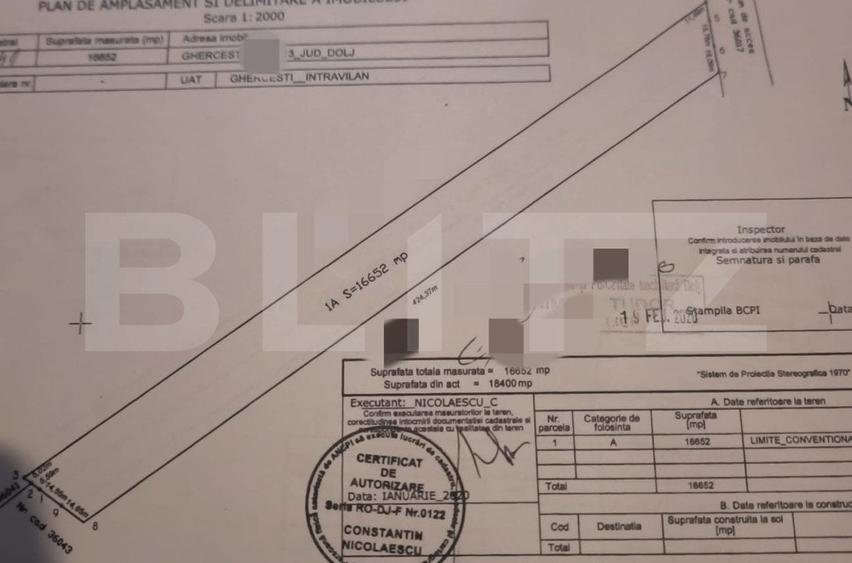 Teren intravilan stradal, 16.652 mp, zona Ghercesti - 3