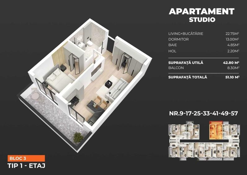 Pasarela Berceni - apartament tip studio - ansamblu rezidential nou - 1