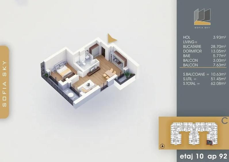 Apartament 2 camere - modern și bine amplasat 8 min M - 7