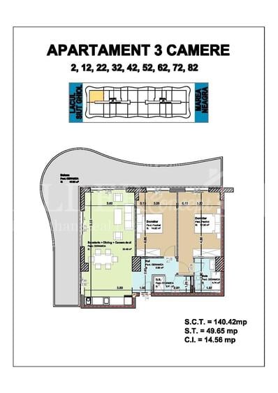 Apartament cu 3 camere în Central
