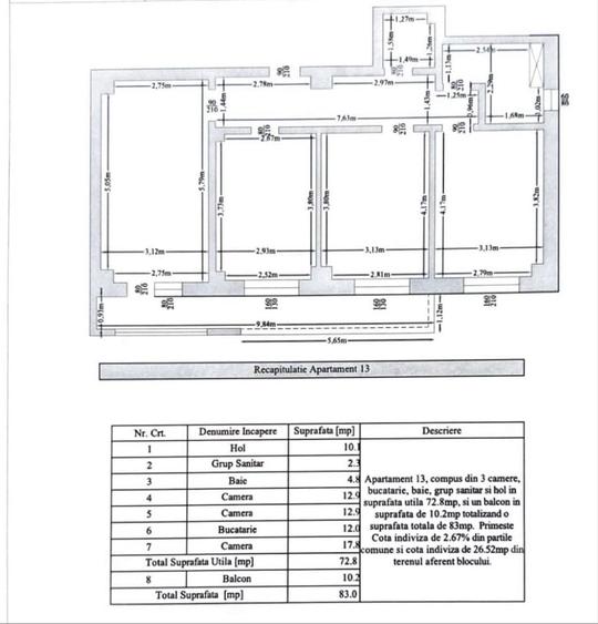 Apartament cu 3 camere decomandat în Micro 39
