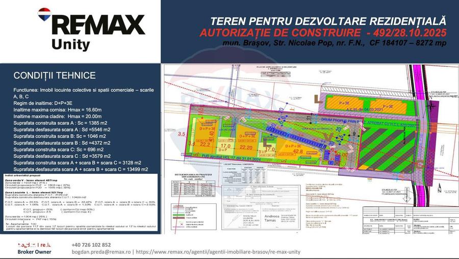 Teren dezvoltare reziden?iala 8,272mp Brasov / Strada Nicolae Pop/ AC - 4