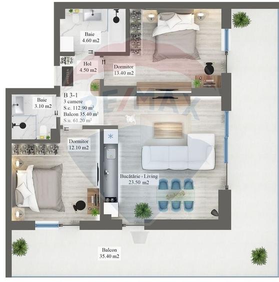 De vanzare | 3 camere | Ansamblu rezidential NOU - 12