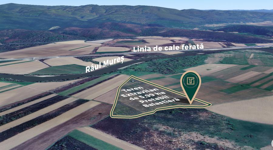 Teren extravilan de 5,99 ha la 200 m de Mureș, ideal pentru balastieră în Ususău - 2