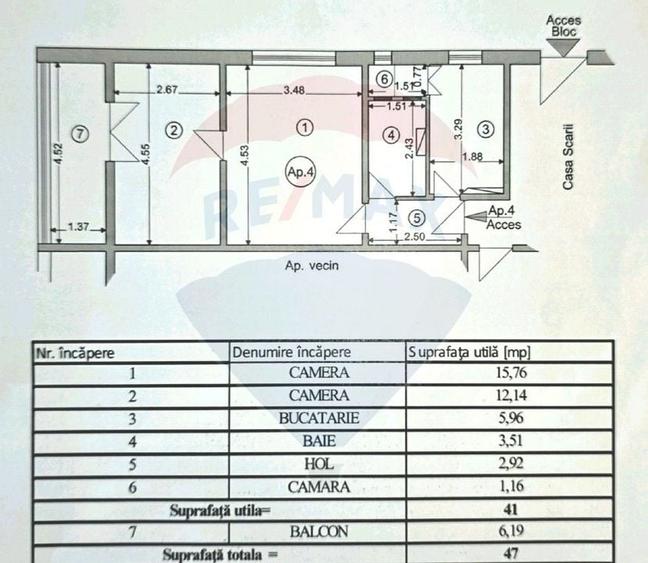 Apartament 2 camere, Astra, str Ciprian Porumbescu - 3