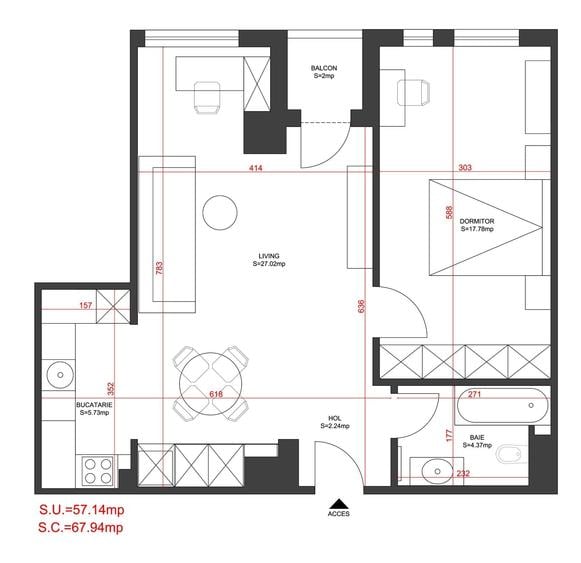 Apartament cu 2 camere în Sisești