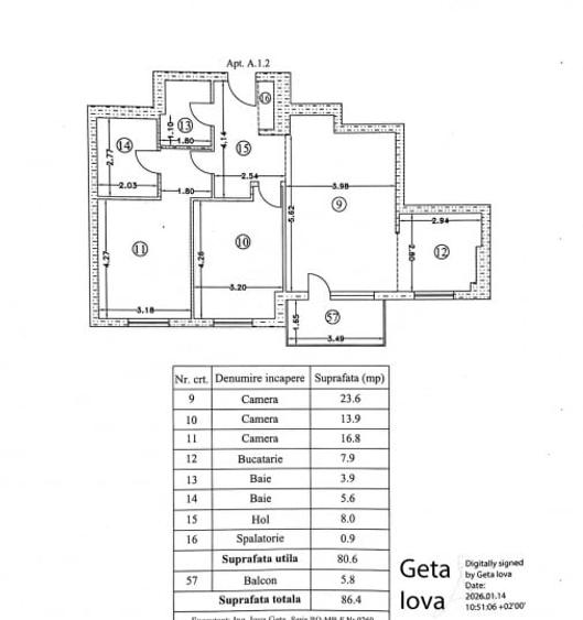 0% | Apartament 3 camere NOU, decomandat, 86 mp, 2 bai  | Atrium - Sisesti - 14