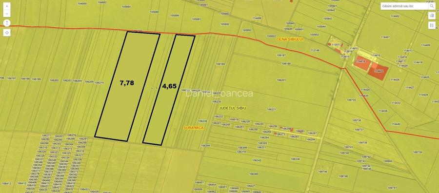Teren extravilan 124.300 mp in Sura Mica - jud. Sibiu