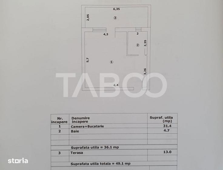 Studio de vanzare 36 mp util + terasa 13 mp finalizata 01 octombrie - 1