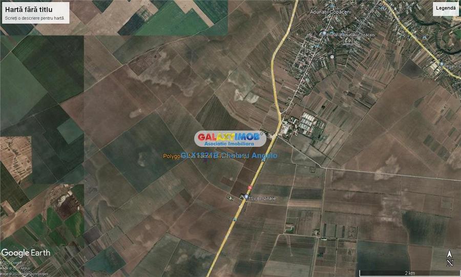 Adunatii Copaceni teren intravilan  14700 mp,deschidere 62m - 2