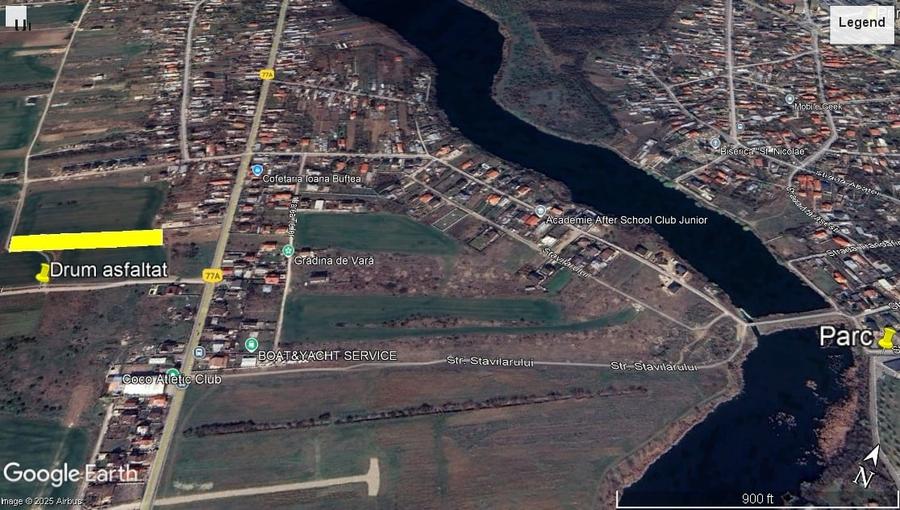 Teren intravilan 5192mp, 70m de asfalt/ apa/ canalizare/ gaz/ curent - 5