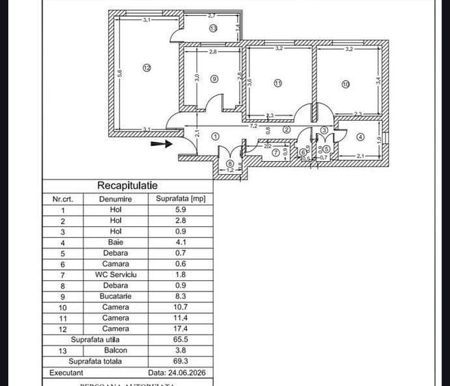 Apartament cu 3 camere, mobilat în Rahova