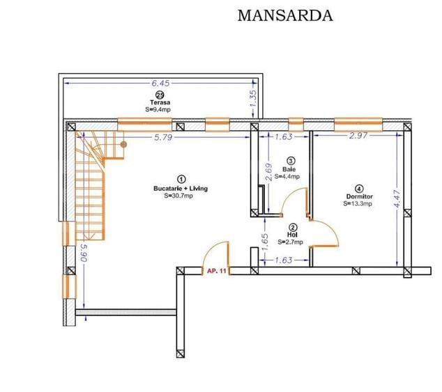 Apartament 3 camere pe 2 nivele 82mp in zona lidl giroc mobilat/utilat - 3