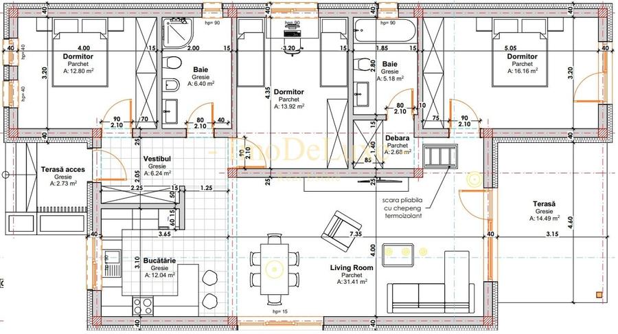 Casa individuala 1 nivel, teren 900 mp, 107 mp utili, 4 cam, com. Jucu - 14