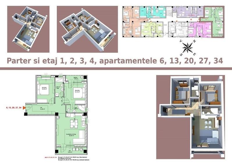 Apartament cu 3 camere decomandat, mobilat în Nord
