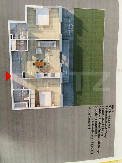 Apartament semidecomandat cu 3 camere, cu gradina proprie si parcare, zona Terra - 7