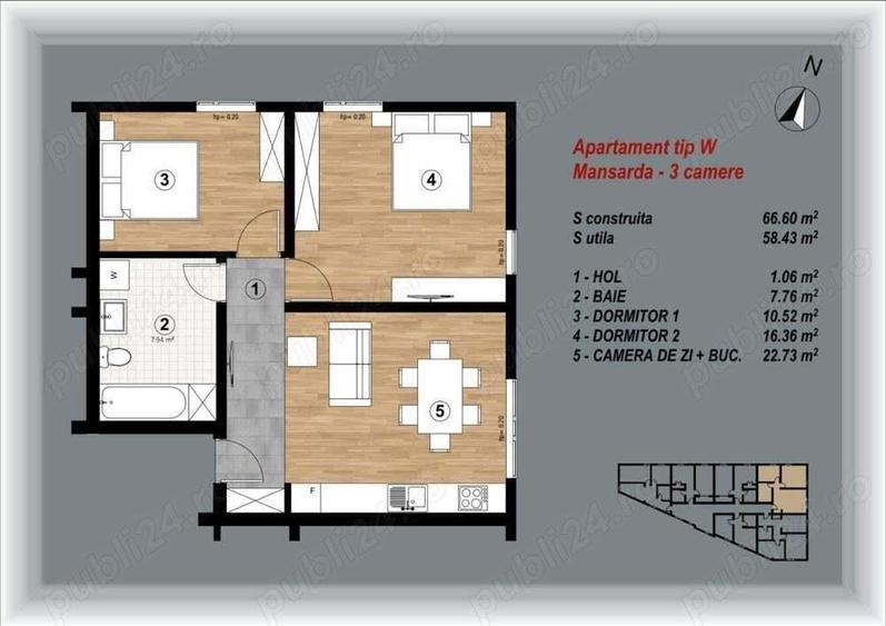 Central (zona intersectia MARINEX) - BLOC NOU - apartamente cu 3 camere - 2