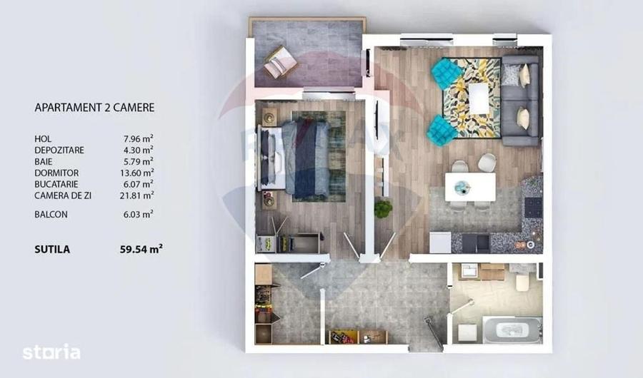 Comision 0% | Apartament cu 2 camere – 59 mp utili | Sânpetru - 2