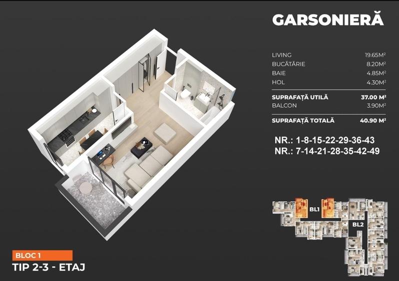 Sky Garden Residence -Pasarela Berceni l Garsonieră 41mp - 14