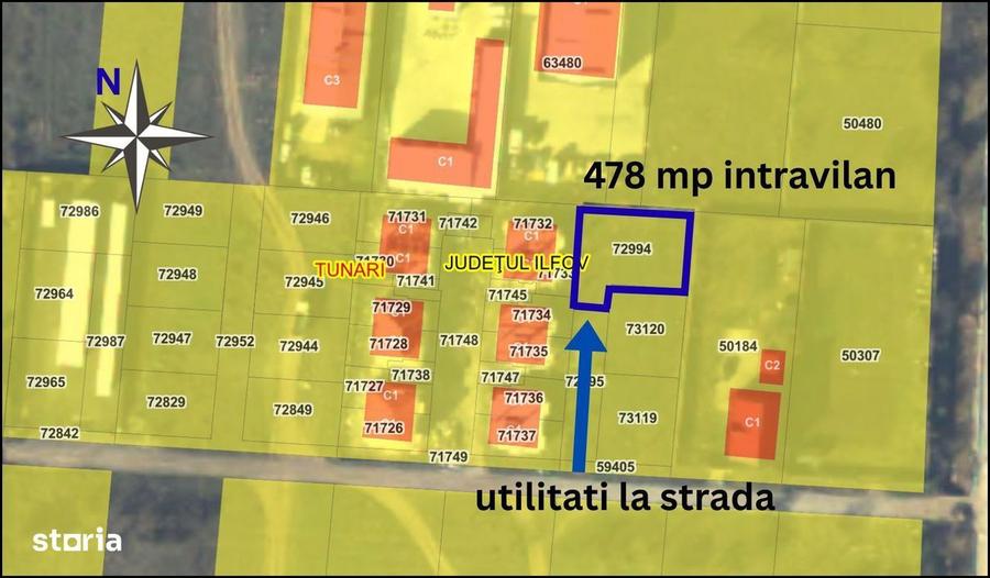 Vanzare Teren Construibil, Intravilan,CU, 478 mp - Tunari! Comision 0% - 3