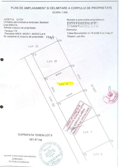 Teren Construcții intravilan de 581 mp, în Corbeanca