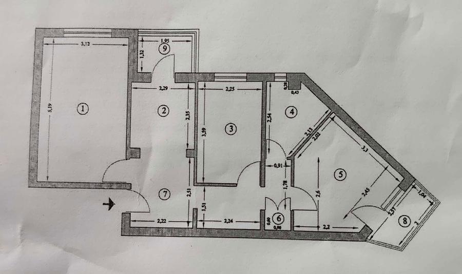 Vand apartament cu 3 camere decomandat - 1