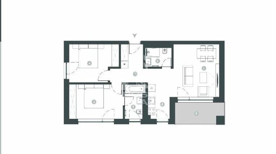 Apartament cu 3 camere,  2 bai, decomandat, incalzire in pardosela - 1