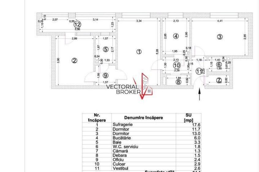 3 camere semidecomandate, et. 7,  2 bai, fara imbunatatiri, 71mp, Baba Novac Par - 2