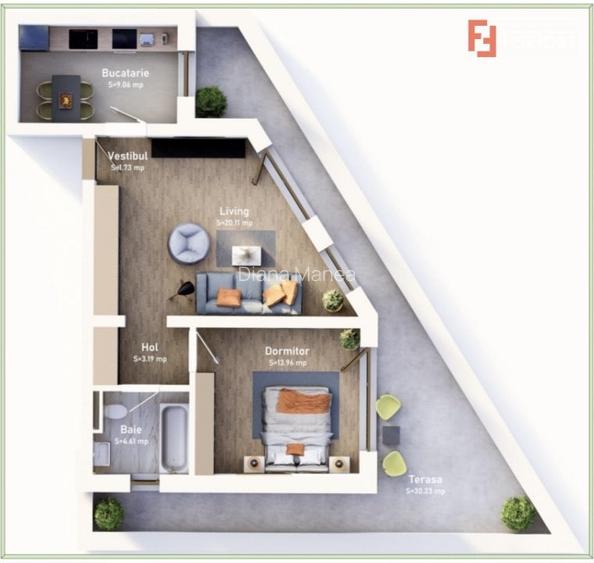 COMISION 0% Apartament cu 2 camere, terasa de 30 mp, bloc nou, zona Mehala