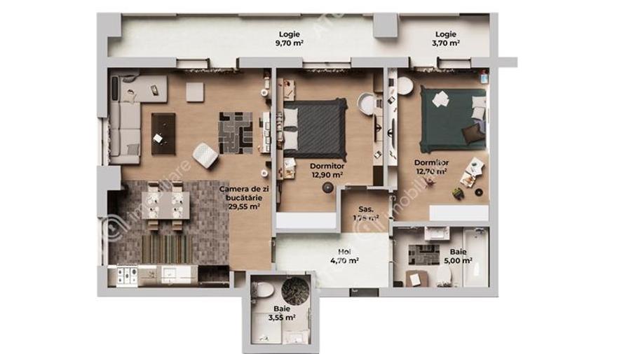 Apartament cu 3 camere decomandate si 2 bai pe Calea Surii Mici - 7