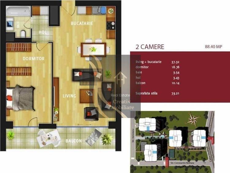 Apartament cu 2 camere decomandat în Dristor