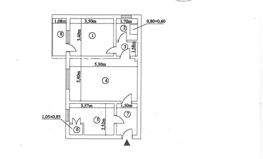 Apartament cu 2 camere semidecomandat în Exterior Vest