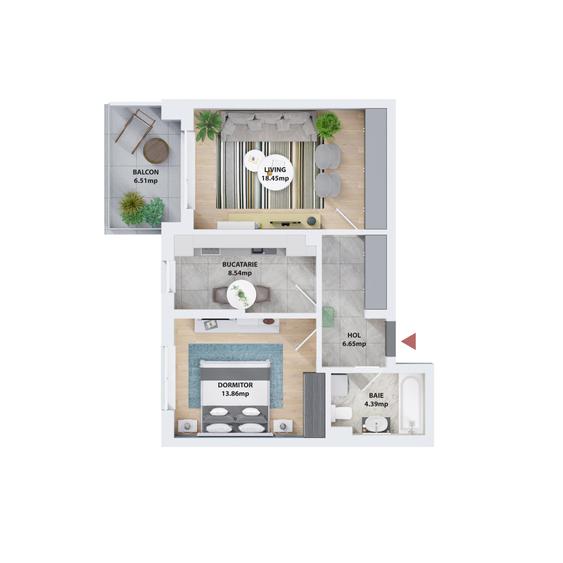 2 Camere bloc nou - Direct Dezvoltator Comision 0% - 1