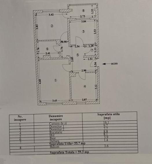 Apartament cu 3 camere decomandat în Inel II - 1