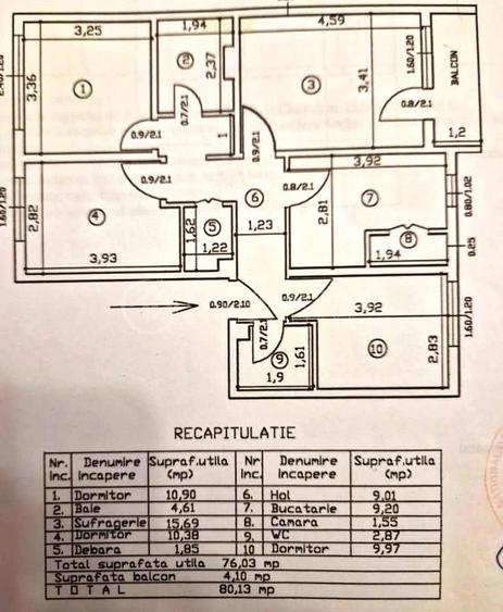 Etaj 2! Apartament 4 camere 2 băi, Tatarasi, decomandat - 14