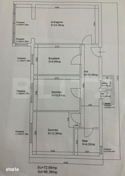 Apartament 3 camere, 76 mp, etaj 2, zona Calea Bucuresti - 1
