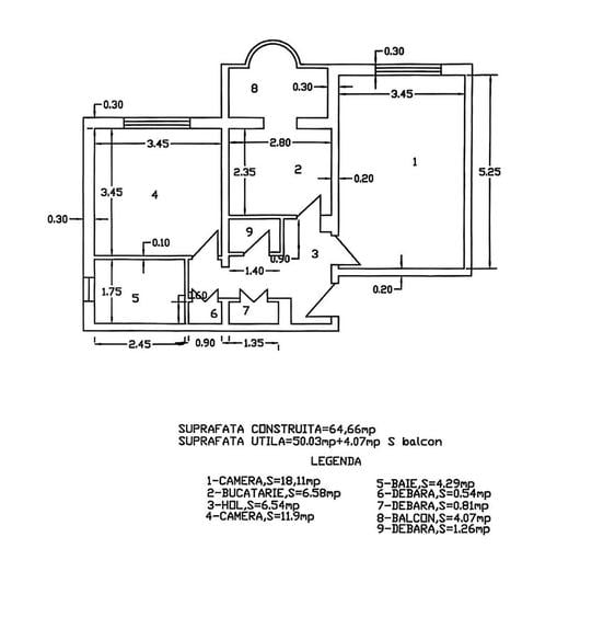 Apartament cu 2 camere decomandat, mobilat în Spital