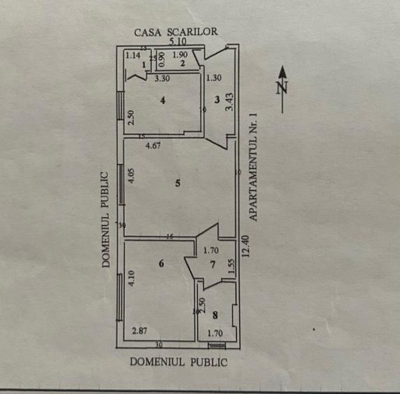 Apartament cu 2 camere semidecomandat în Exterior Vest