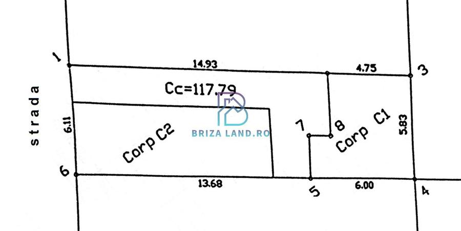1 Mai, Domenii, casa 2 corpuri, total 4 camere, 3 bai, 2 bucatarii, teren 118mp - 20