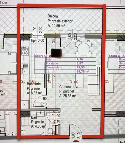 Apartament de 38,78mp, pe strada Soporului