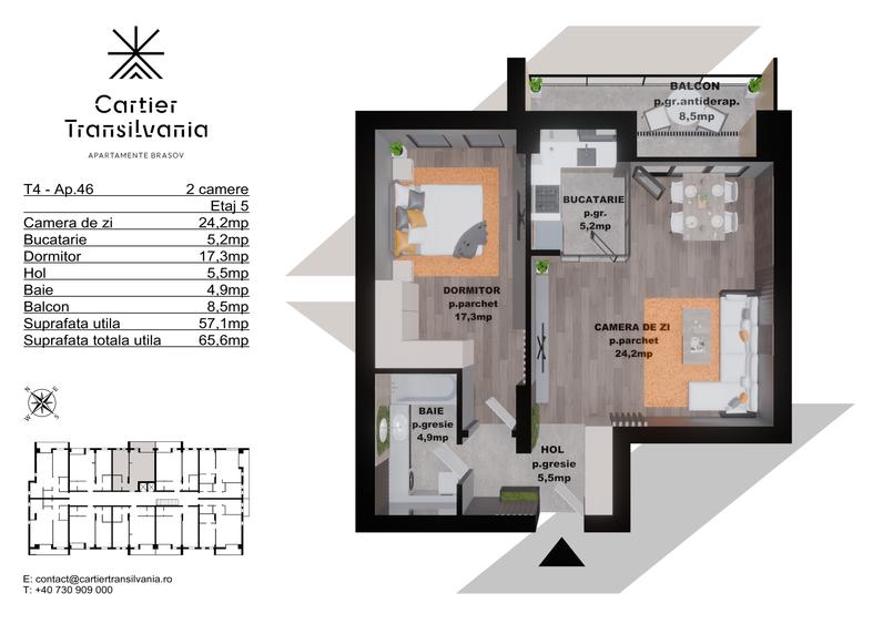 TRANSILVANIA RESIDENCE-CARTIER TRANSILVANIA, APARTAMENT  2 CAMERE PANOURI SOLARE - 12