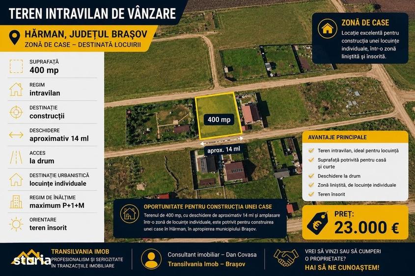 Teren intravilan 400 mp zona de case Harman, Brasov - 2