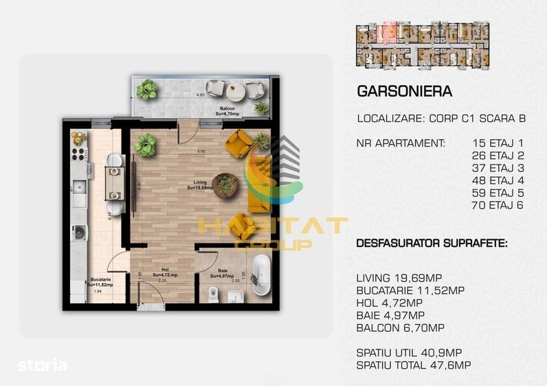 Garsoniera Popesti Leordeni, zona metrou Berceni. - 1